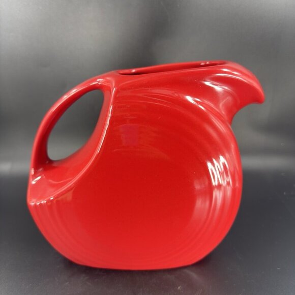 Fiesta Ware Fiesta Red Large Disc Pitcher Carafe Jug Pottery Vintage USA Marked - Picture 7 of 12